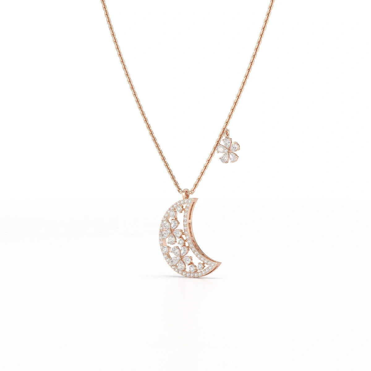 1.58 CT Lab Diamond Moon Shaped Chain Pendant
