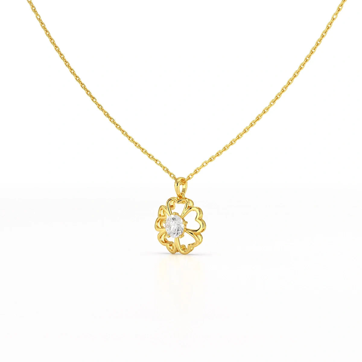 0.65 CT Heart Shape Pave Setting Chain Pendant With Round Cut Lab Diamonds