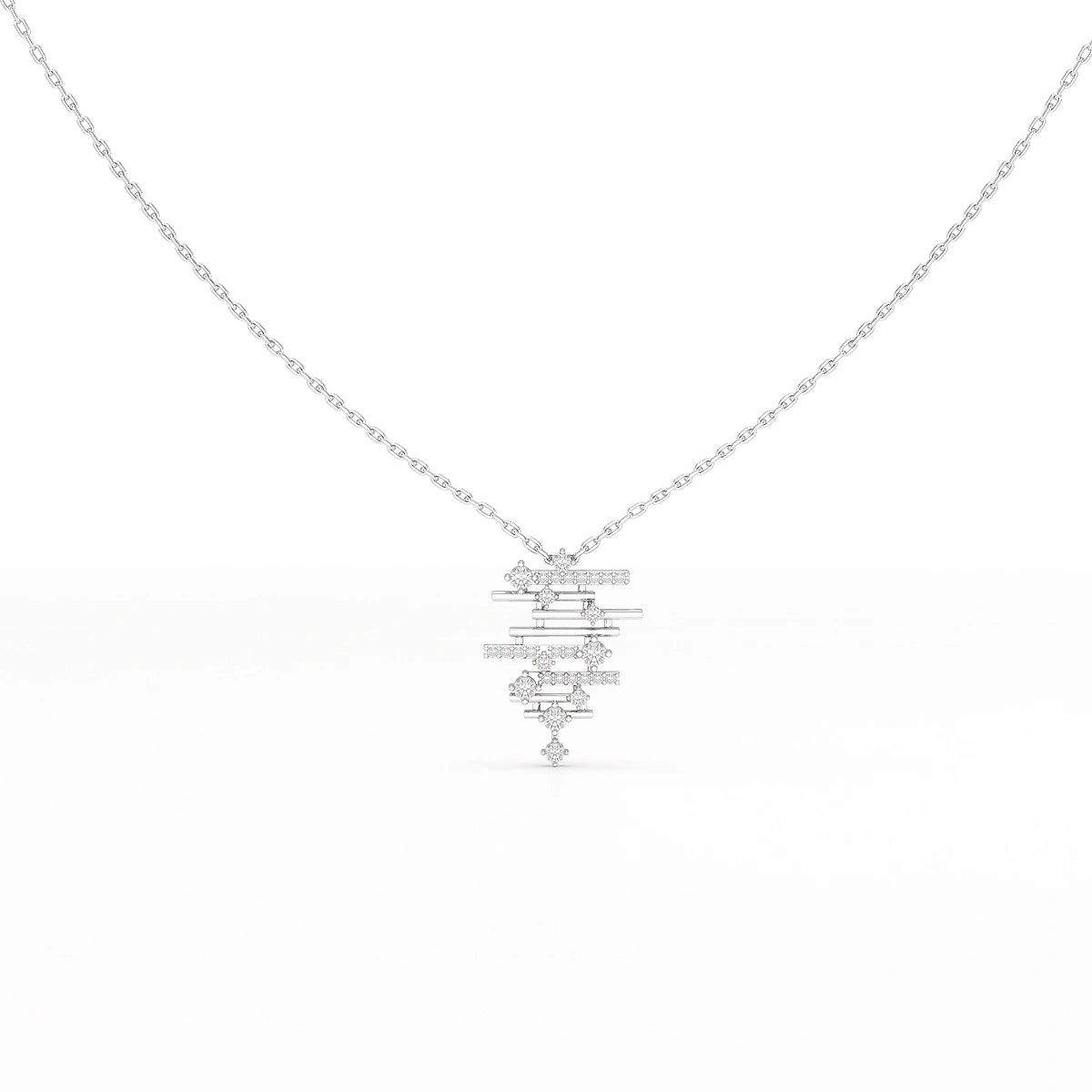 0.35 CT Lines Lab Diamond Chain Pendant with Round Cut Diamonds