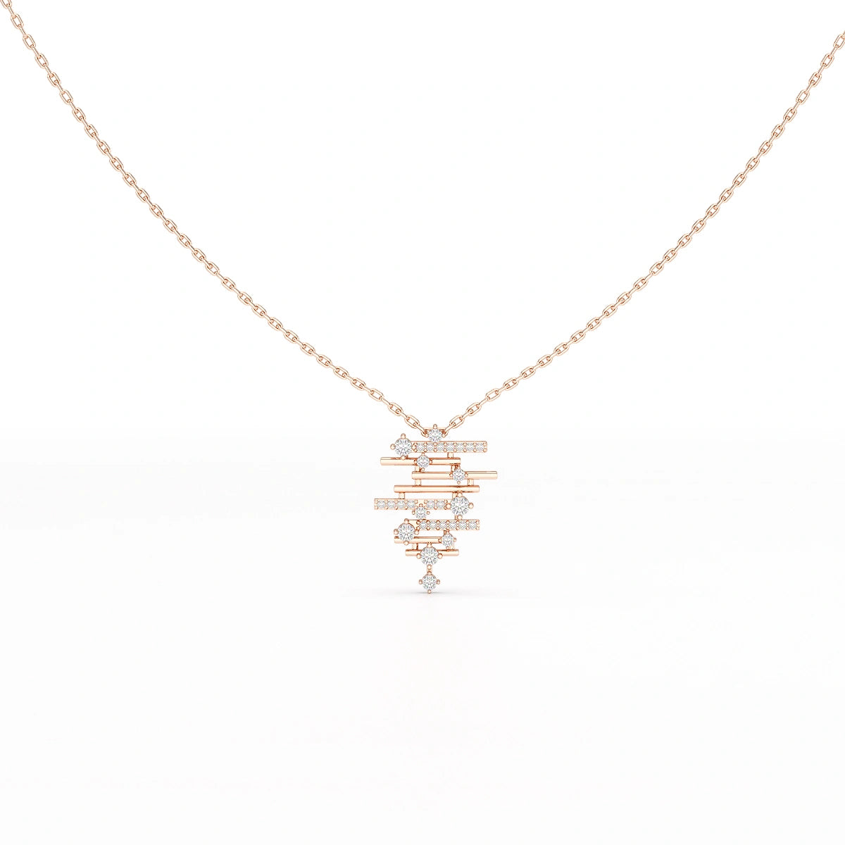 0.35 CT Lines Lab Diamond Chain Pendant with Round Cut Diamonds