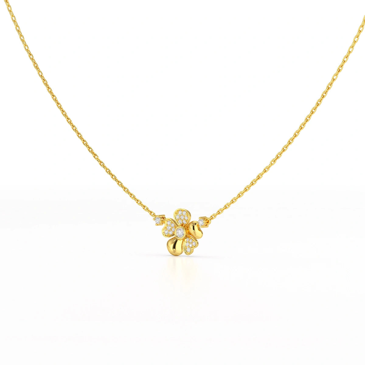 0.20 CT Flower Shape Lab Diamond Chain Pendant with Round Diamonds