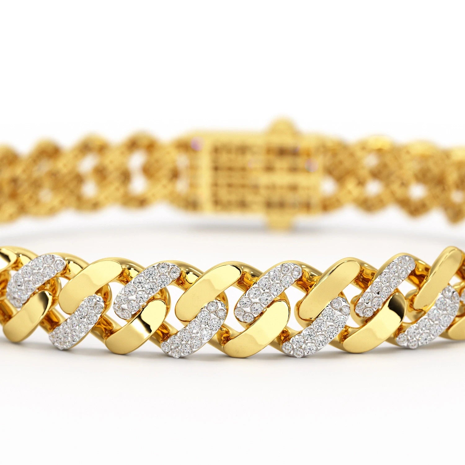 2.62 CT Round Cut Men's Cuban Bracelet