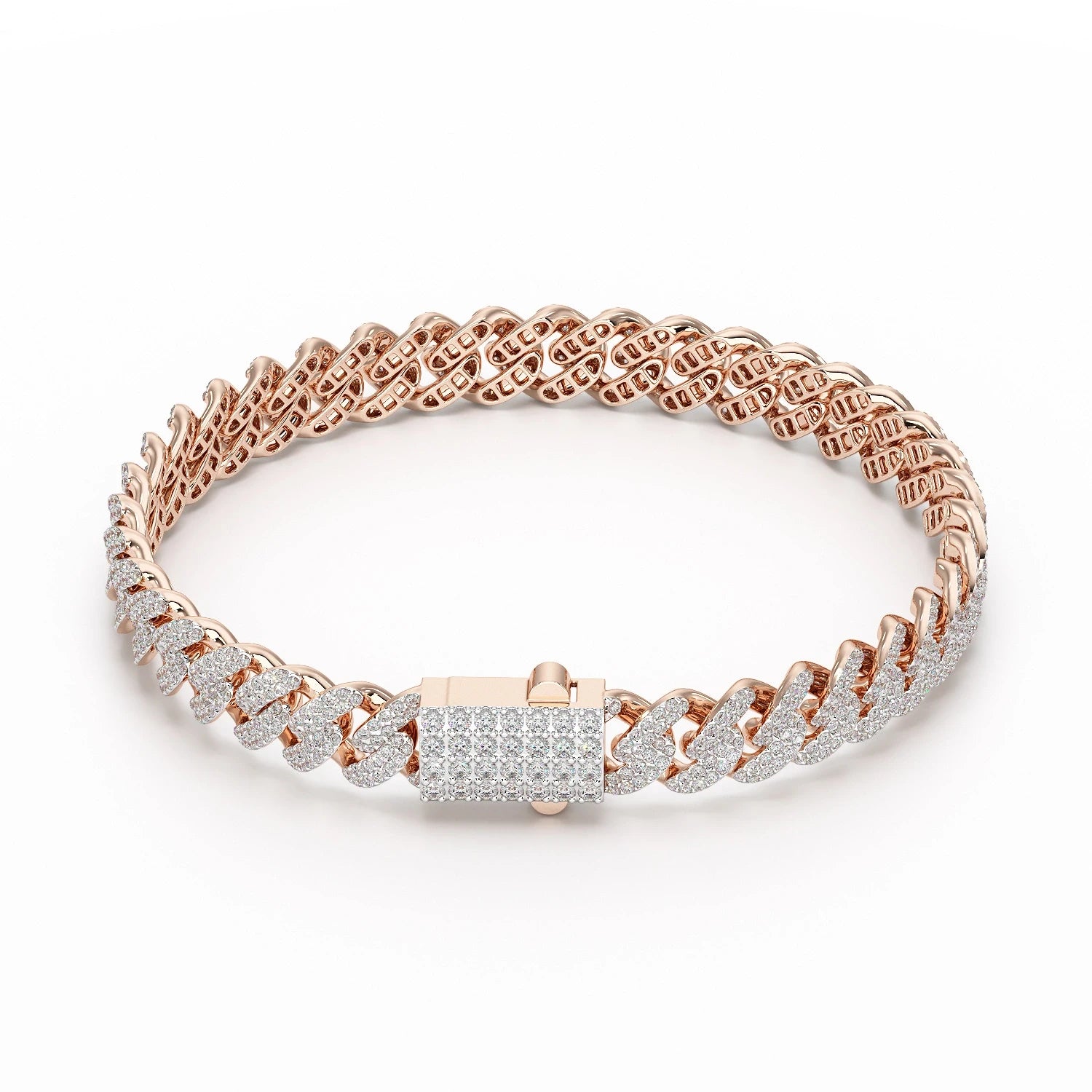 4.66 CT Round Cut Men's Cuban Bracelet