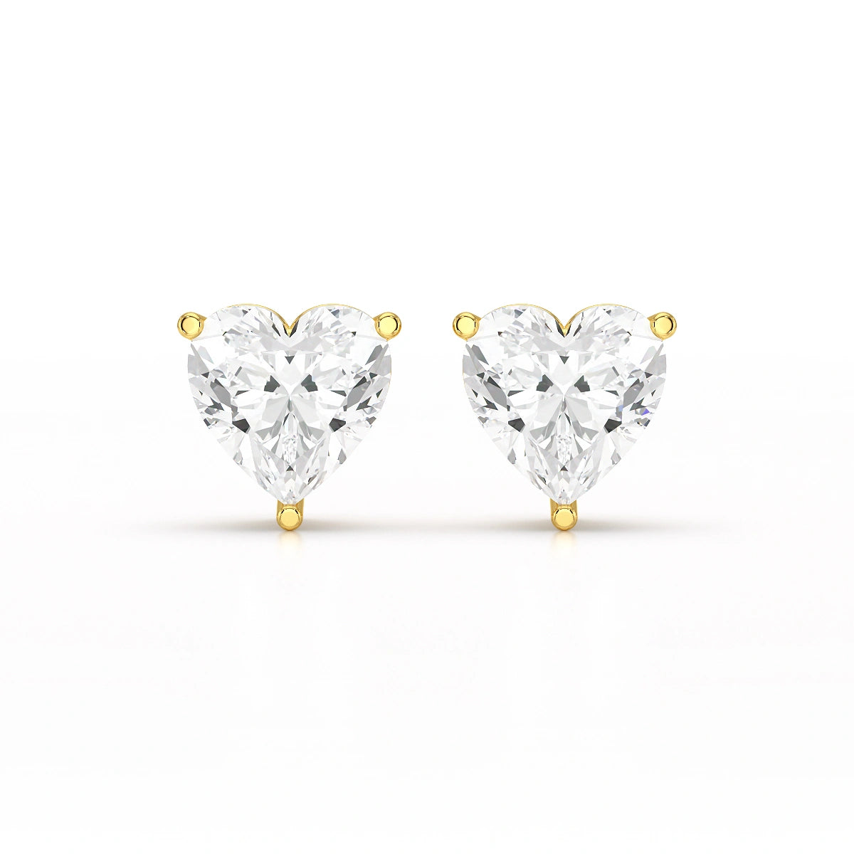 Heart Shape Solitaire Lab Diamond Stud Earrings
