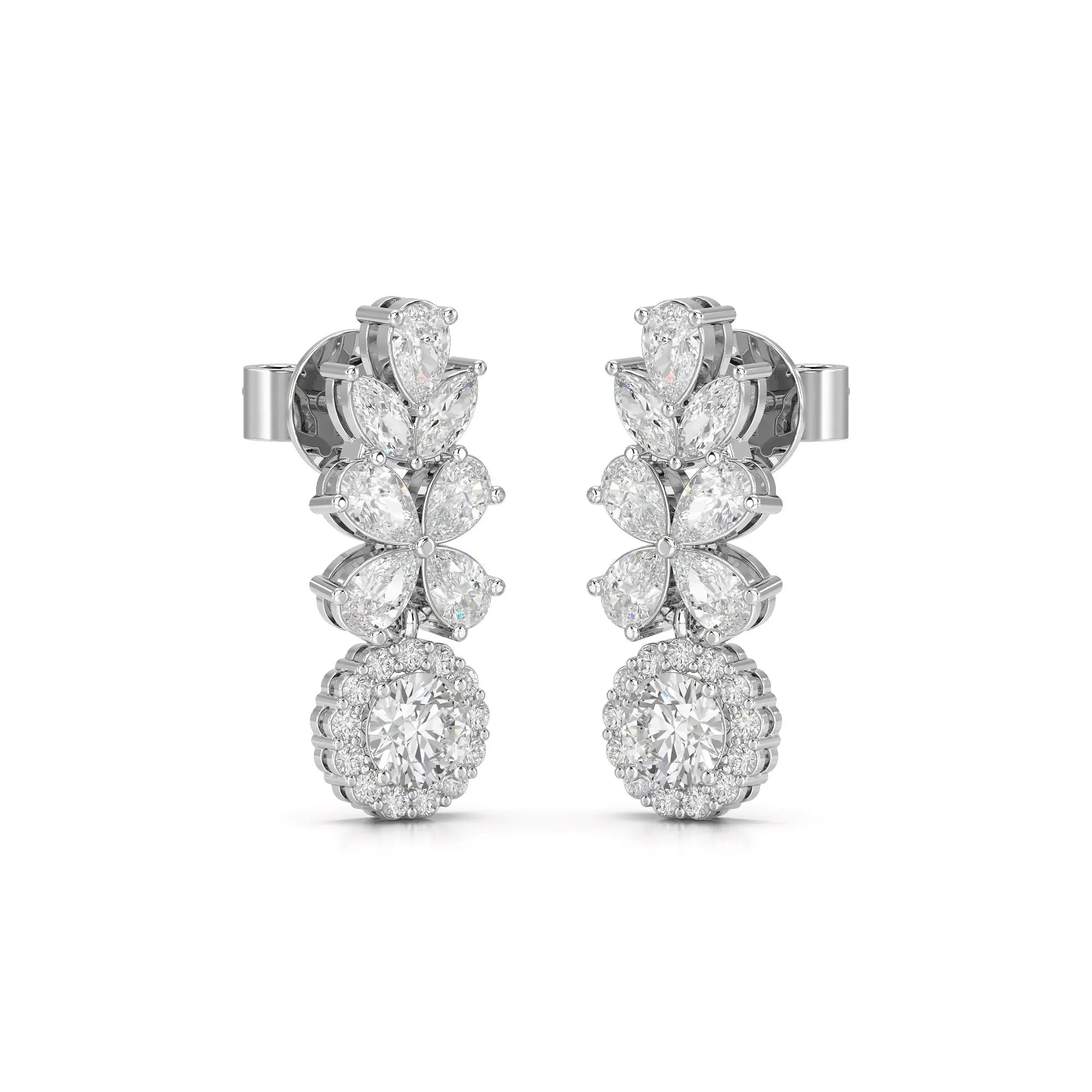 2.10 CT Multi Shape Diamond Drop Earring Jama Jewels