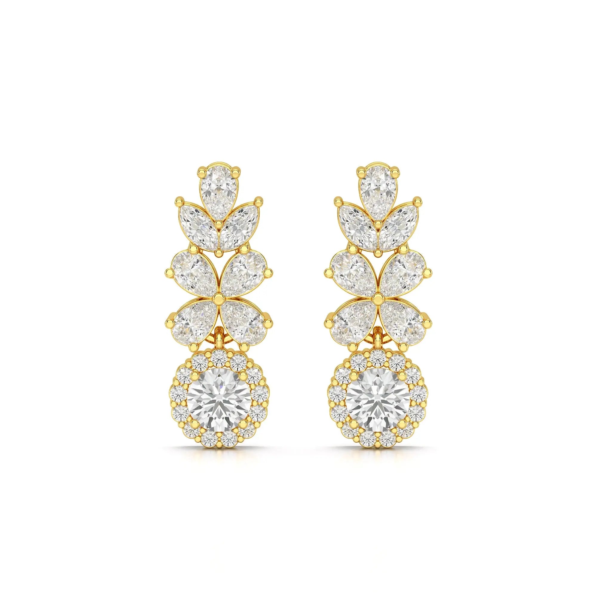 2.10 CT Multi Shape Diamond Drop Earring Jama Jewels