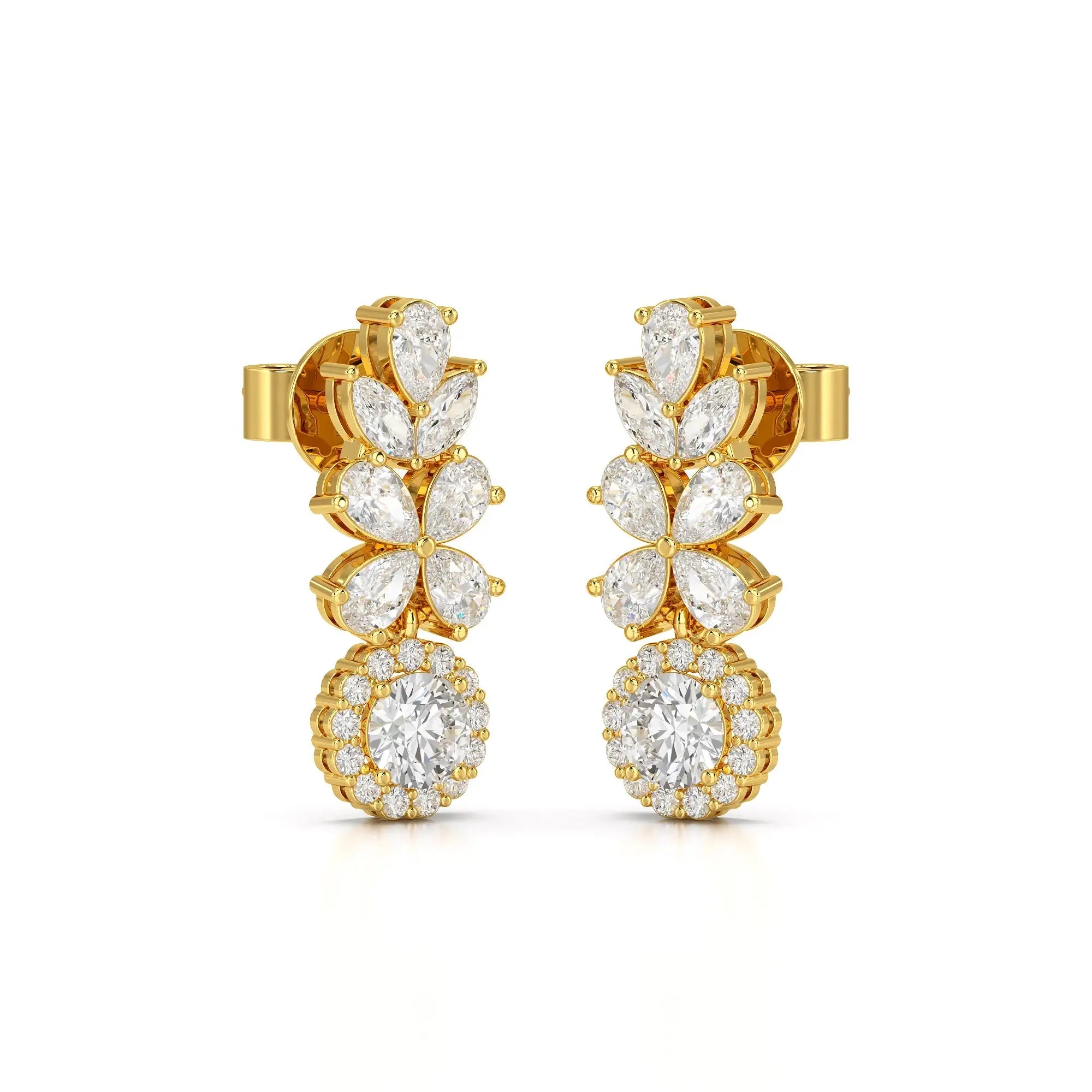2.10 CT Multi Shape Diamond Drop Earring Jama Jewels