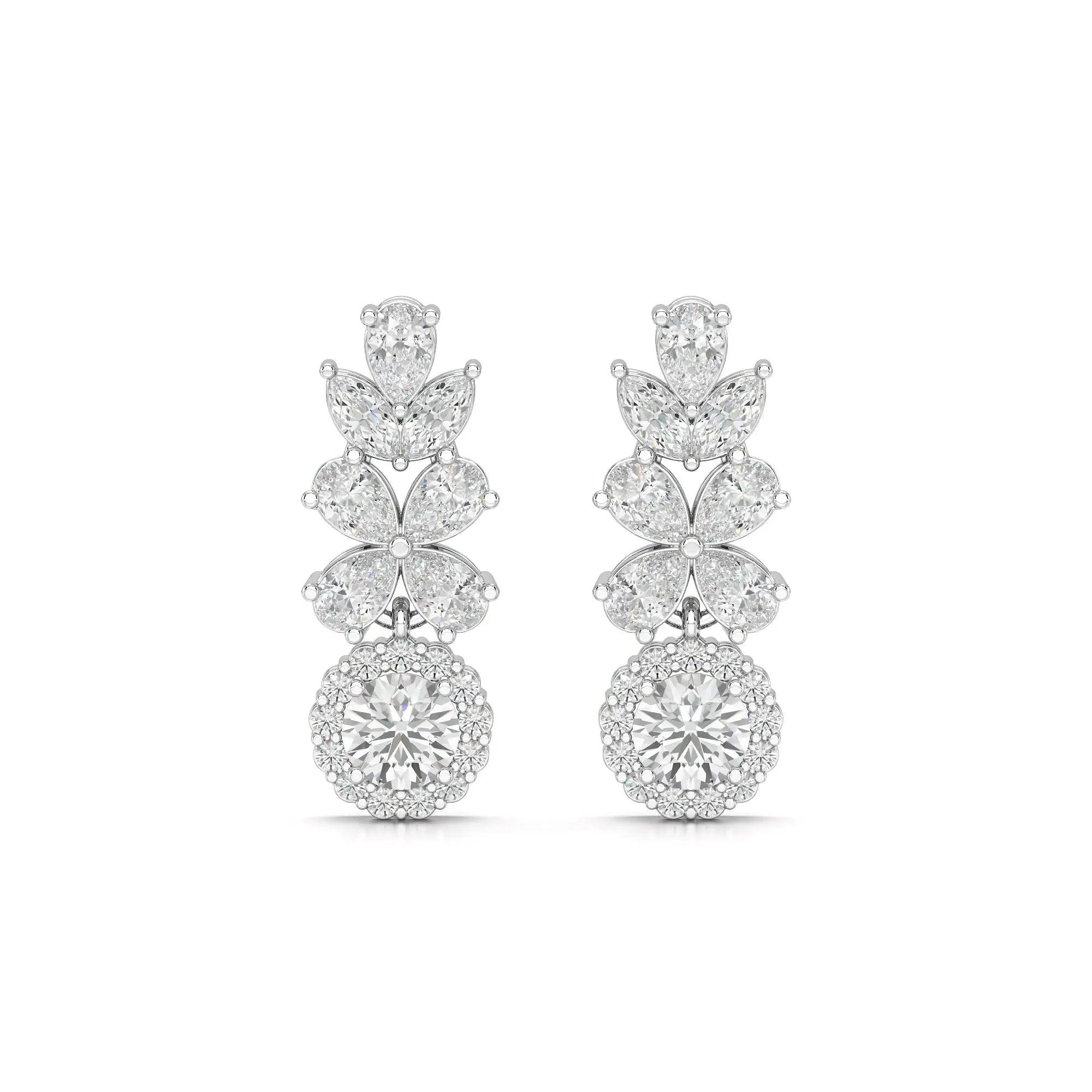 2.10 CT Multi Shape Diamond Drop Earring Jama Jewels