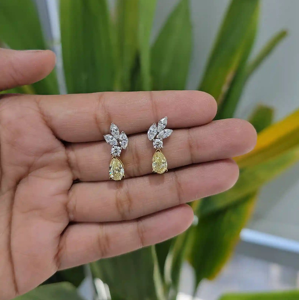 3.50 CT Marquise and Round Cut Lab Diamond Drop Earring (Ready for Delivery)