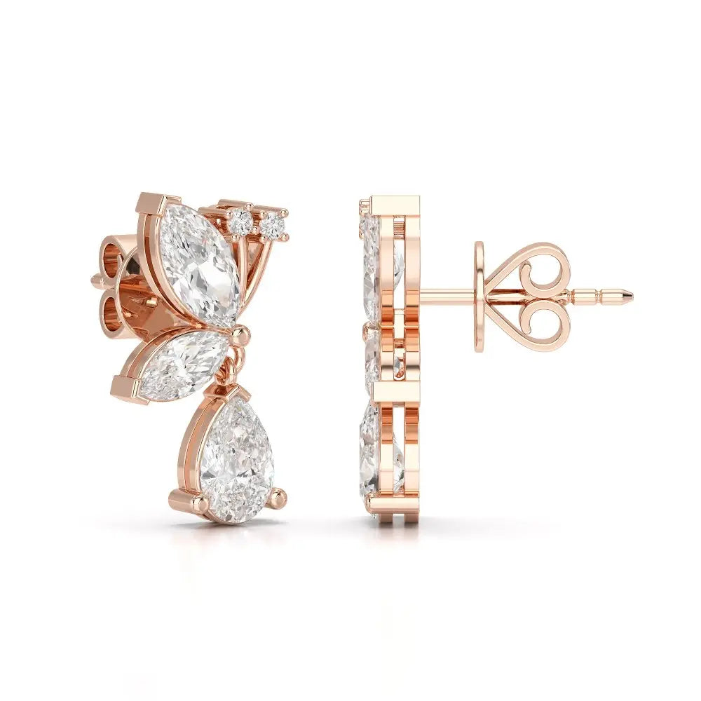 2.35 CT Pear and Marquise Cut Diamond Drop Earring Jama Jewels