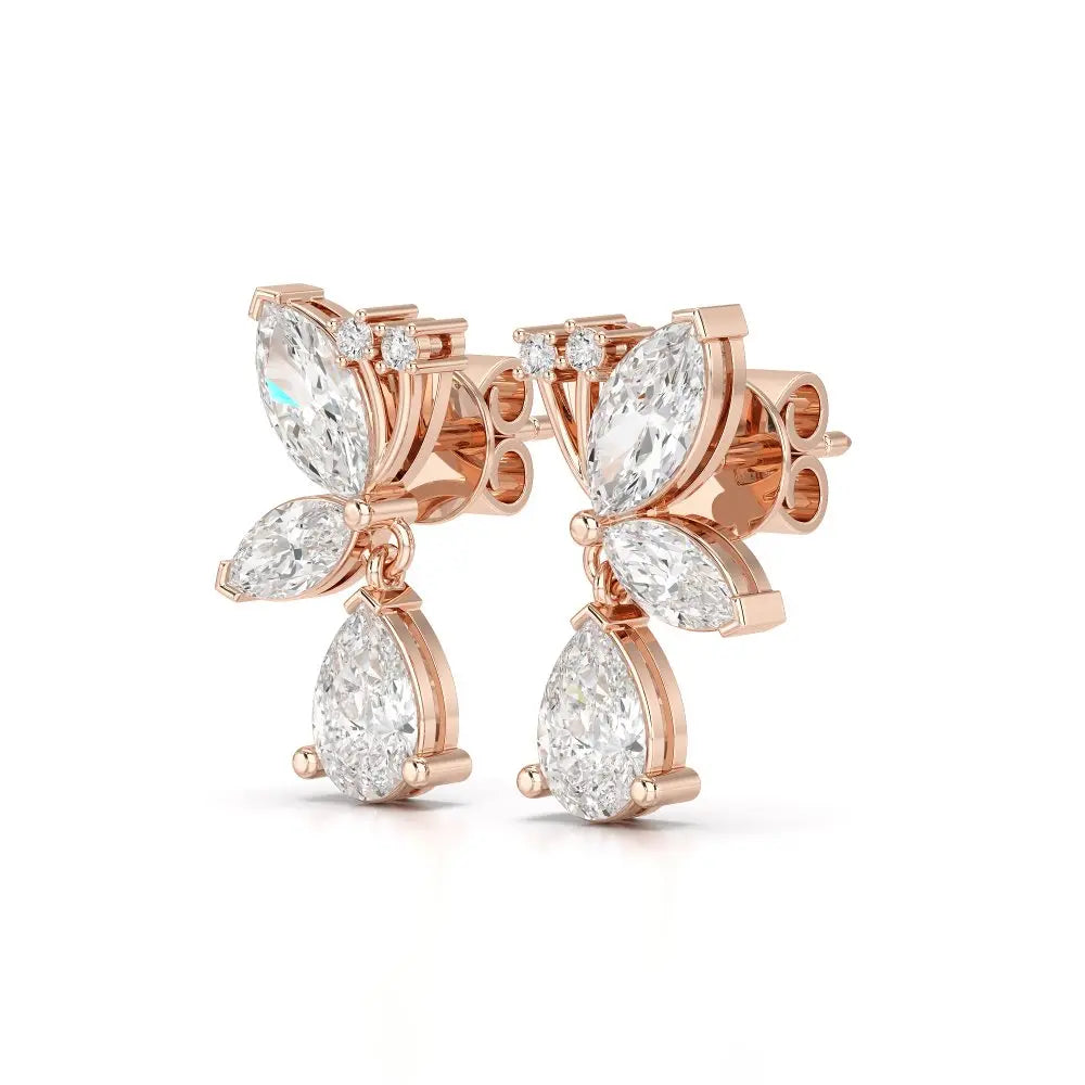 2.35 CT Pear and Marquise Cut Diamond Drop Earring Jama Jewels