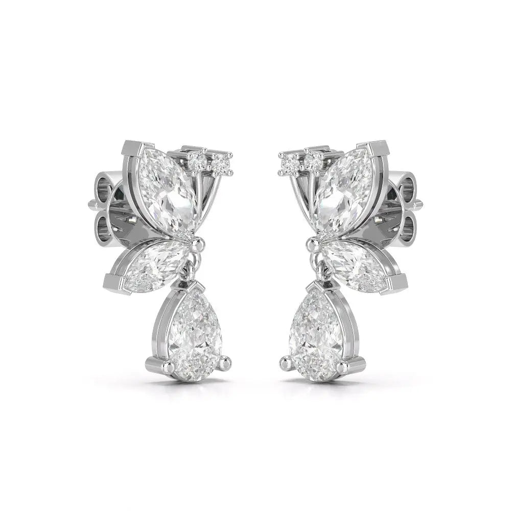 2.35 CT Pear and Marquise Cut Diamond Drop Earring Jama Jewels