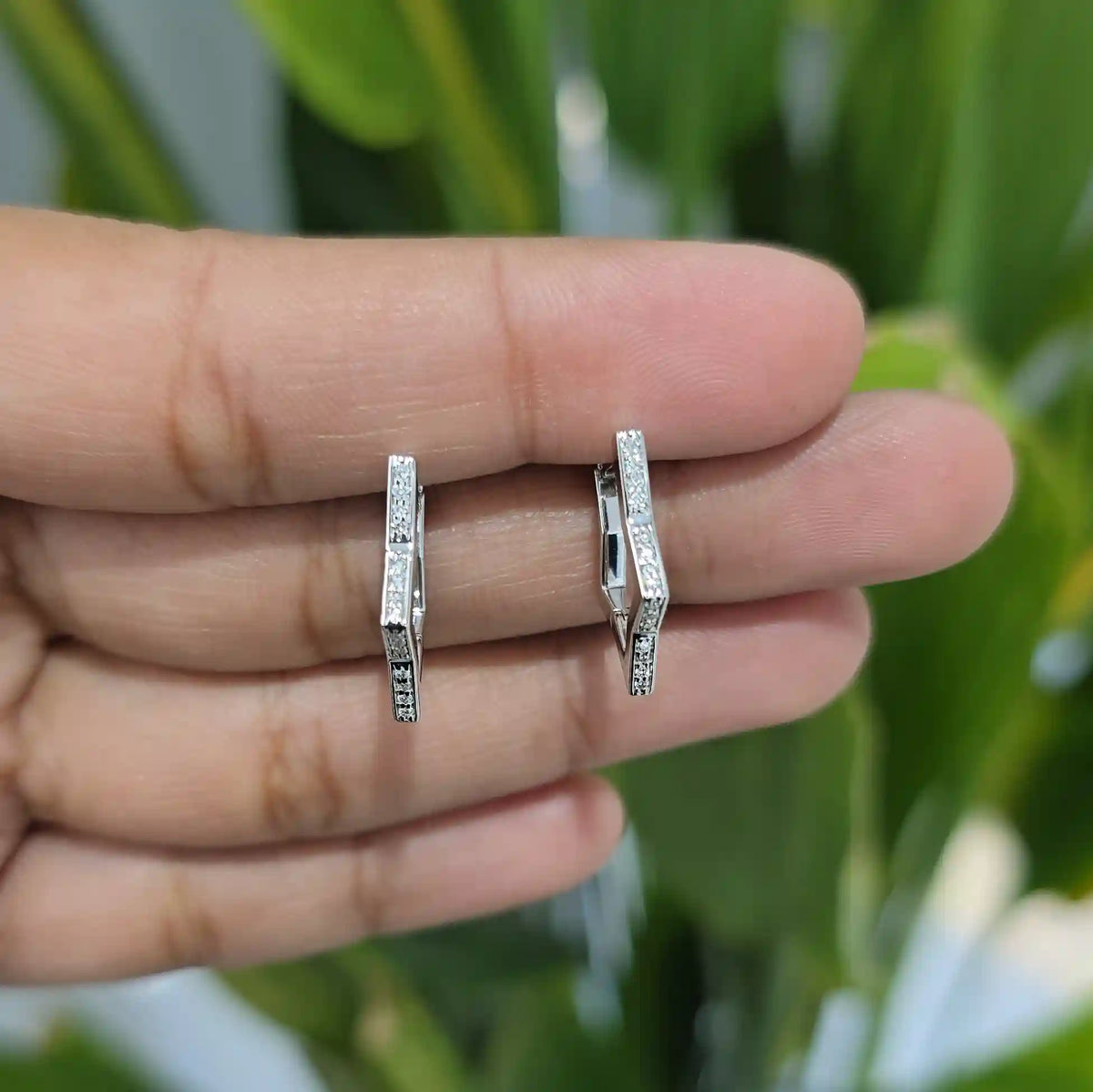 0.15 Star Shaped Hoop Earring with Round Diamonds (Ready for Delivery)