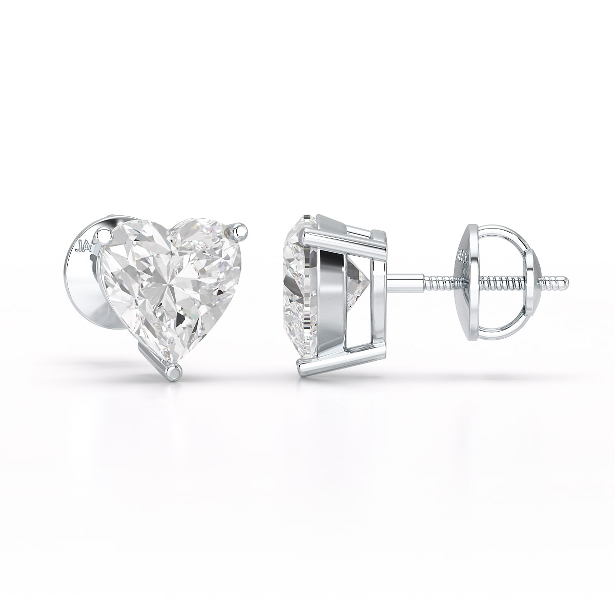 Heart Shape Solitaire Lab Diamond Stud Earrings