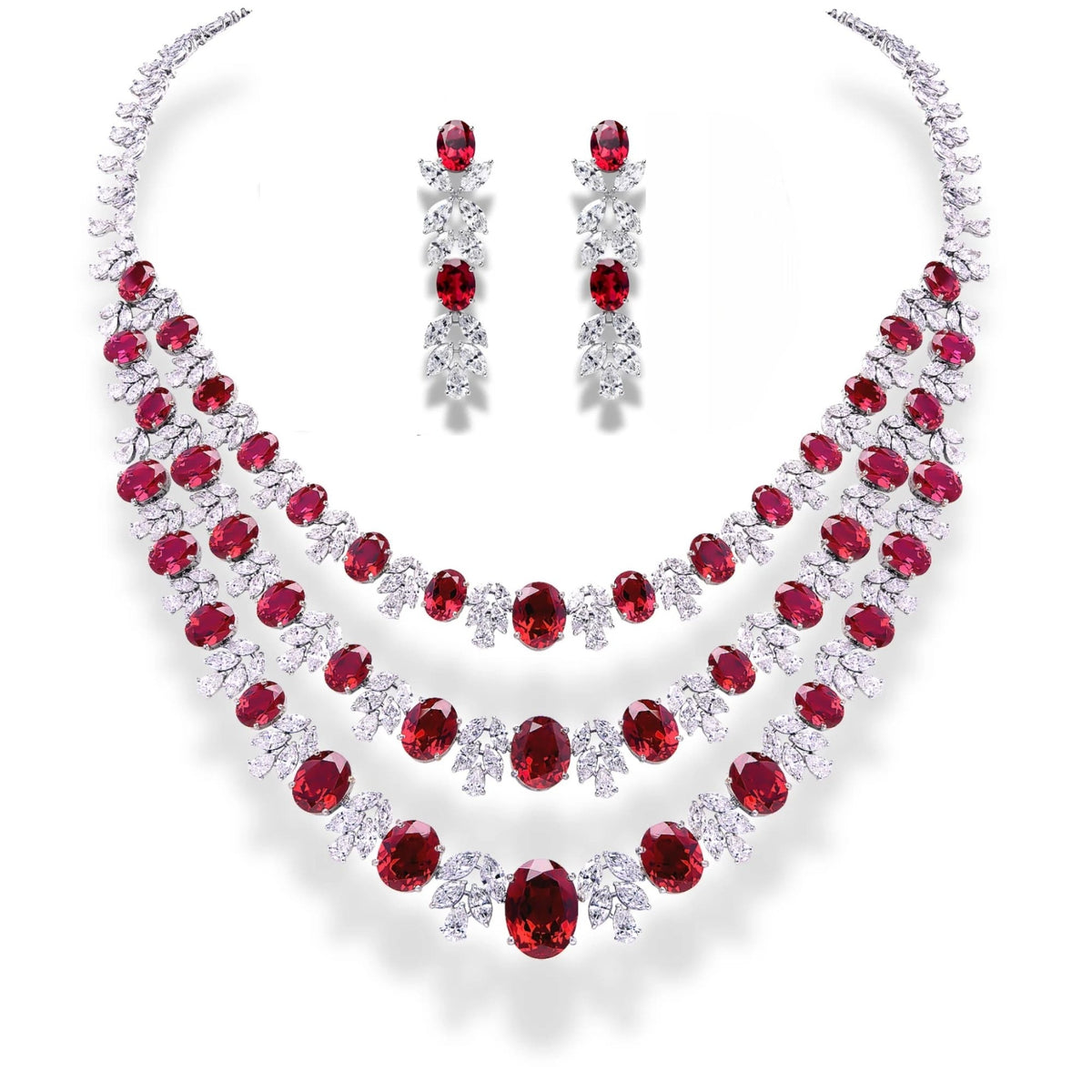 Exquisite 18 KT Gold Jewelry Collection Featuring Ruby Gemstones and Lab Diamonds