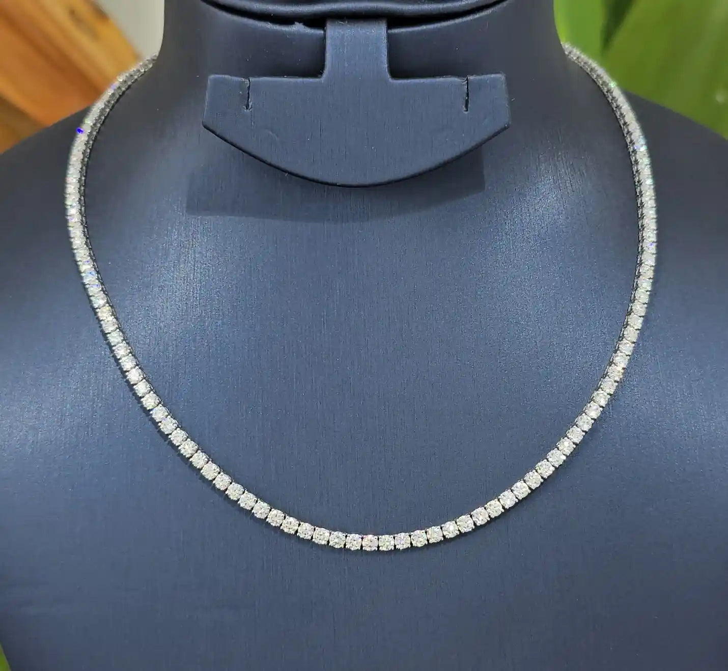 12 CT Round Cut Lab Diamond Tennis Necklace (Ready for Delivery)