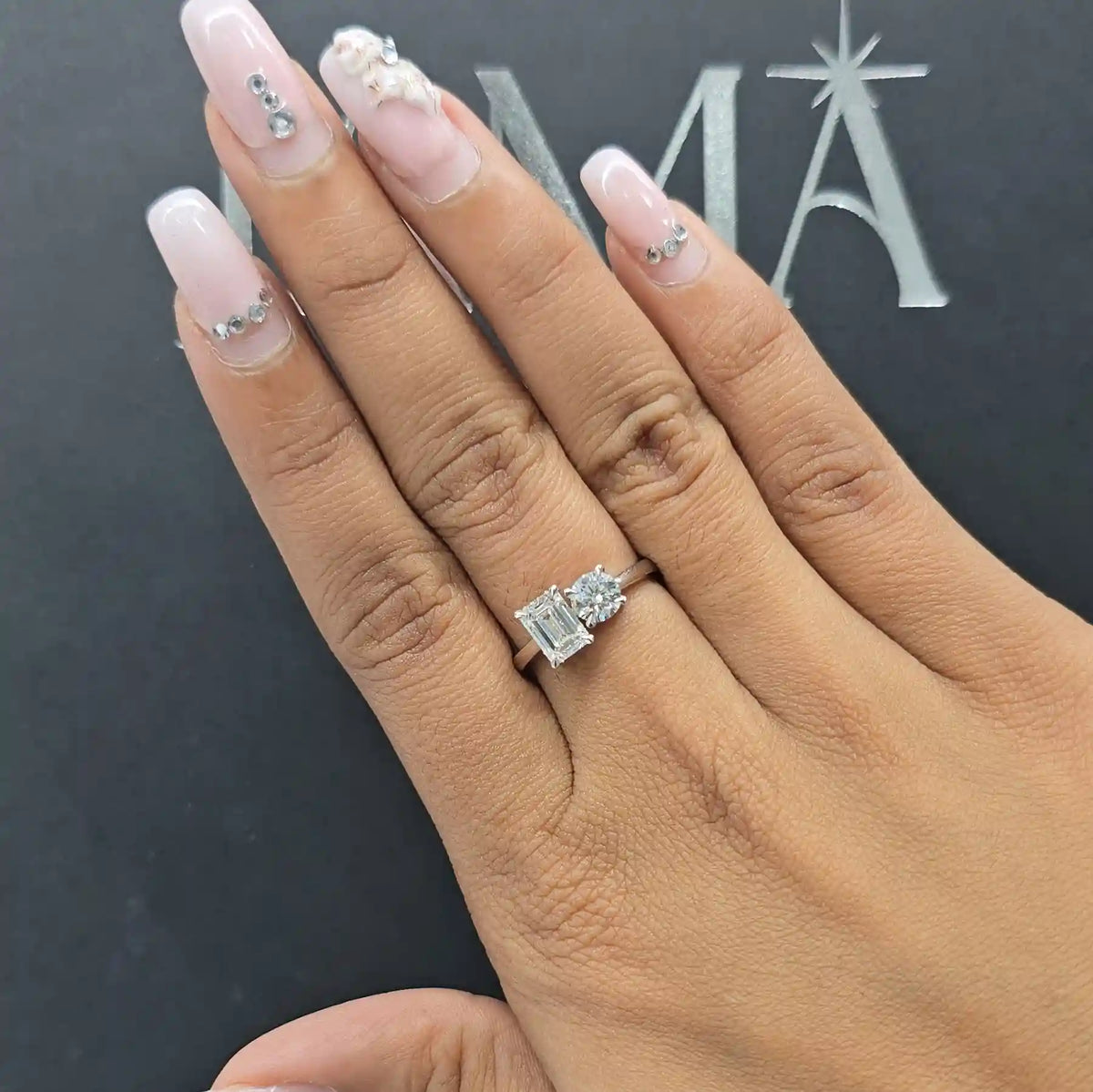 1.30 CT Round & Pear Cut Diamond Two Stone Ring (Ready for Delivery)