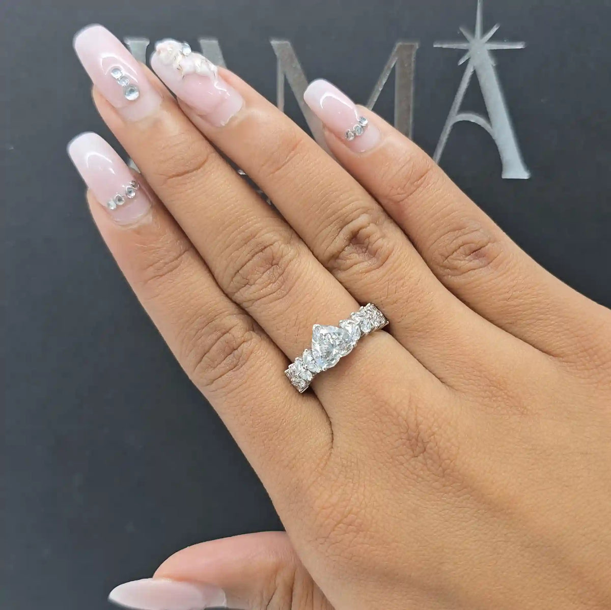 2.40 CT Heart & Pear Cut Lab Diamond Ring (Ready for Delivery)