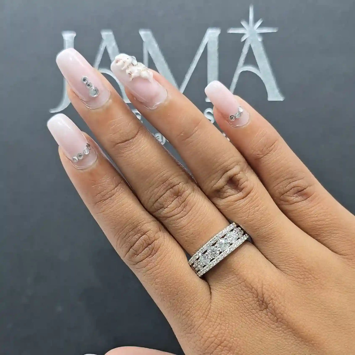 2.15 CT Lab Diamond Three Row Ring (Ready for Delivery)