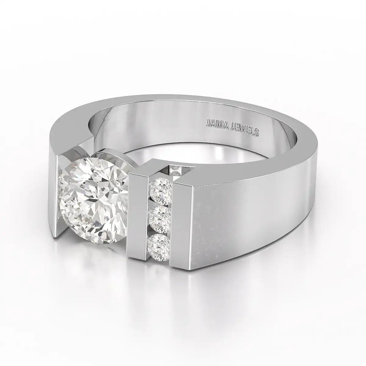 2.2 CT Round Cut Lab Diamond Men's Ring