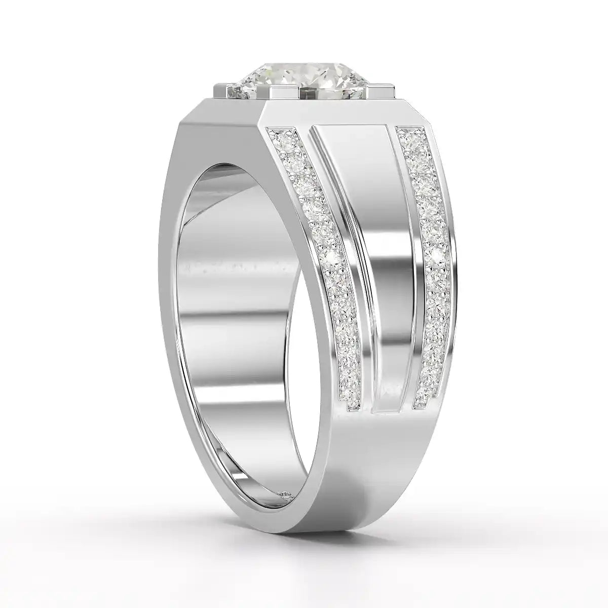 2.42 CT Round Shape Lab Diamond Men's Ring