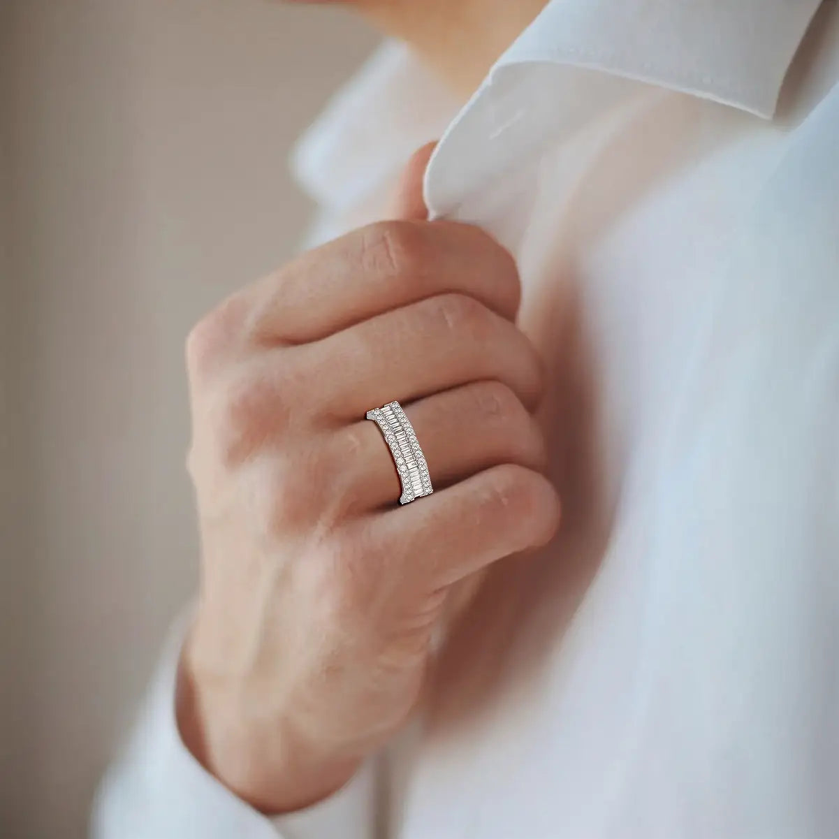 4.45 CT Baguette Cut Lab Diamond Men's Ring