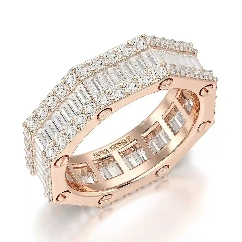 4.45 CT Baguette Cut Lab Diamond Men's Ring