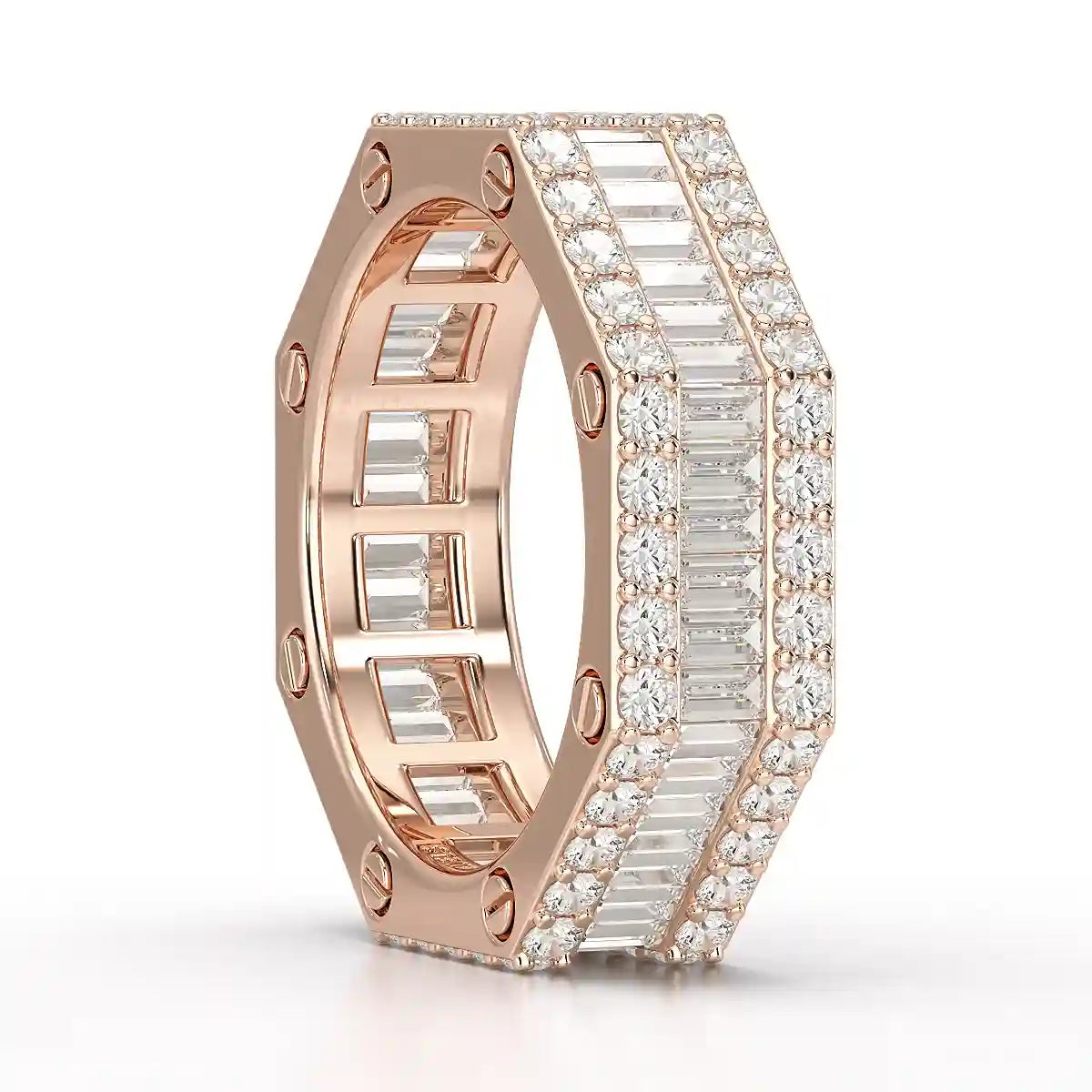 4.45 CT Baguette Cut Lab Diamond Men's Ring