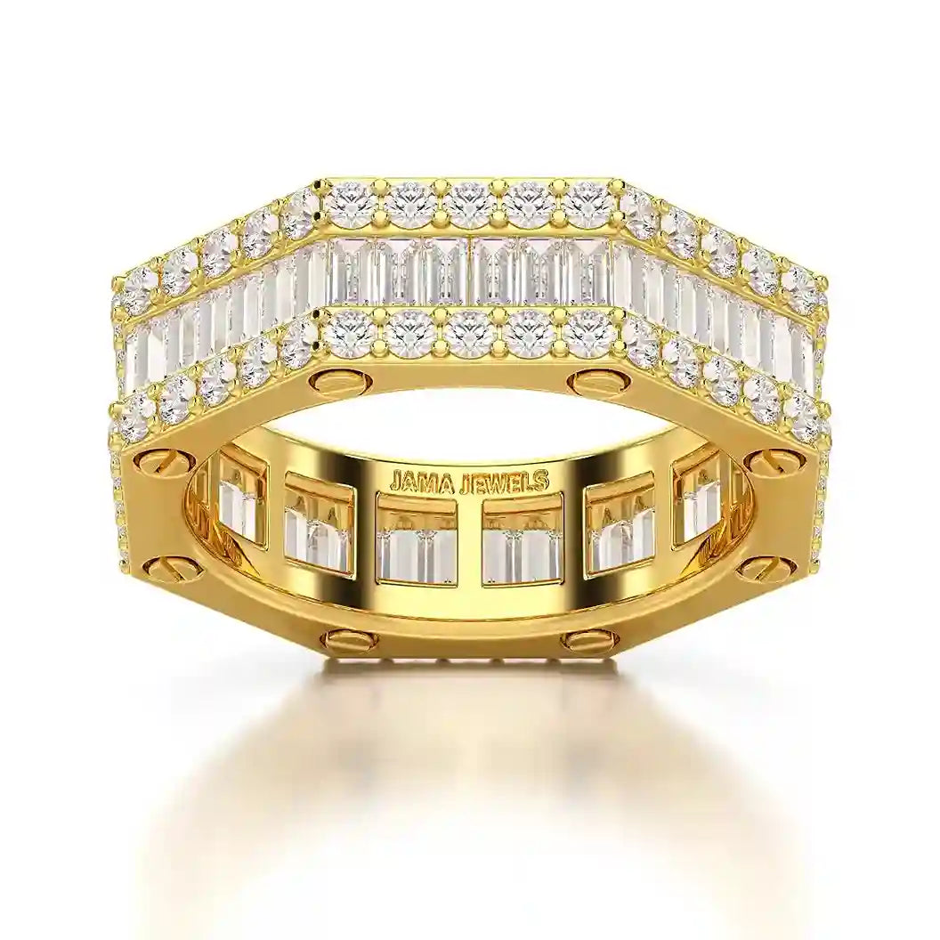 4.45 CT Baguette Cut Lab Diamond Men's Ring