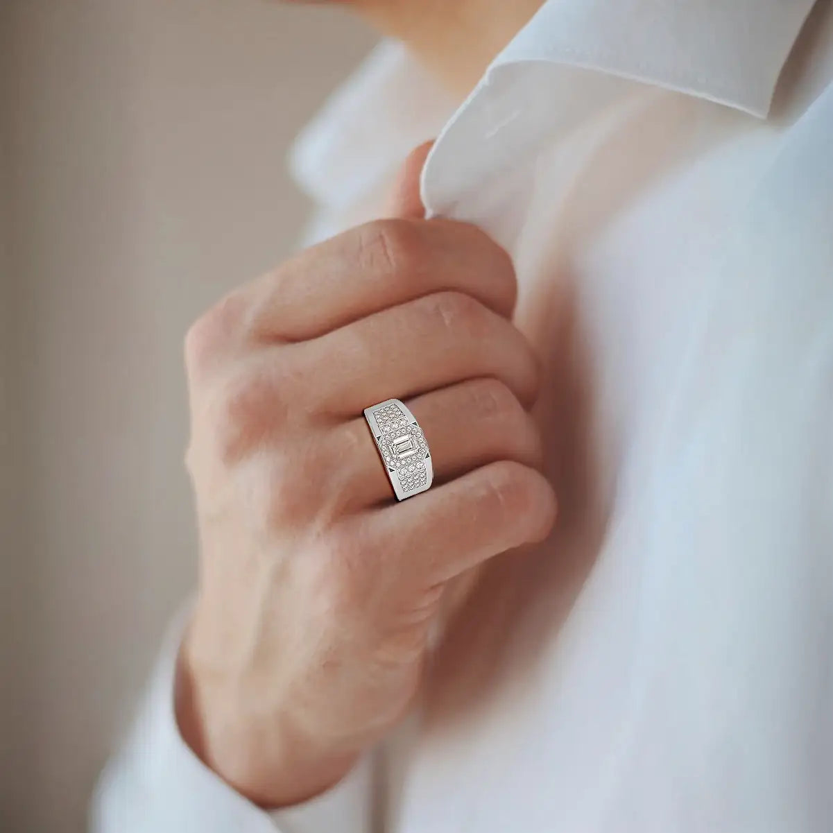 1.72 CT Round Shape Lab Diamond Men's Ring