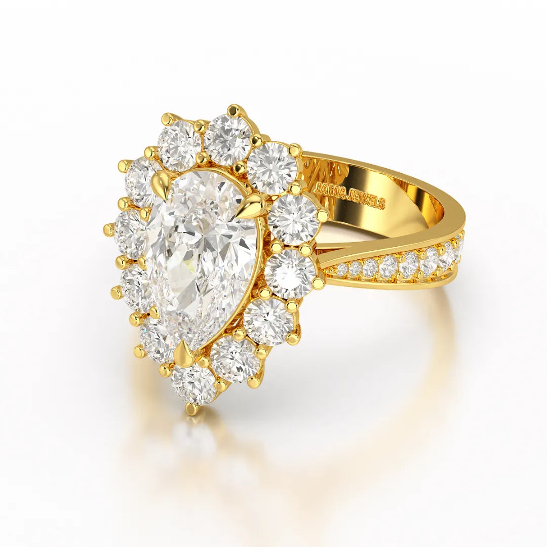 3.41 CT Pear Cut Halo Lab Diamond Ring