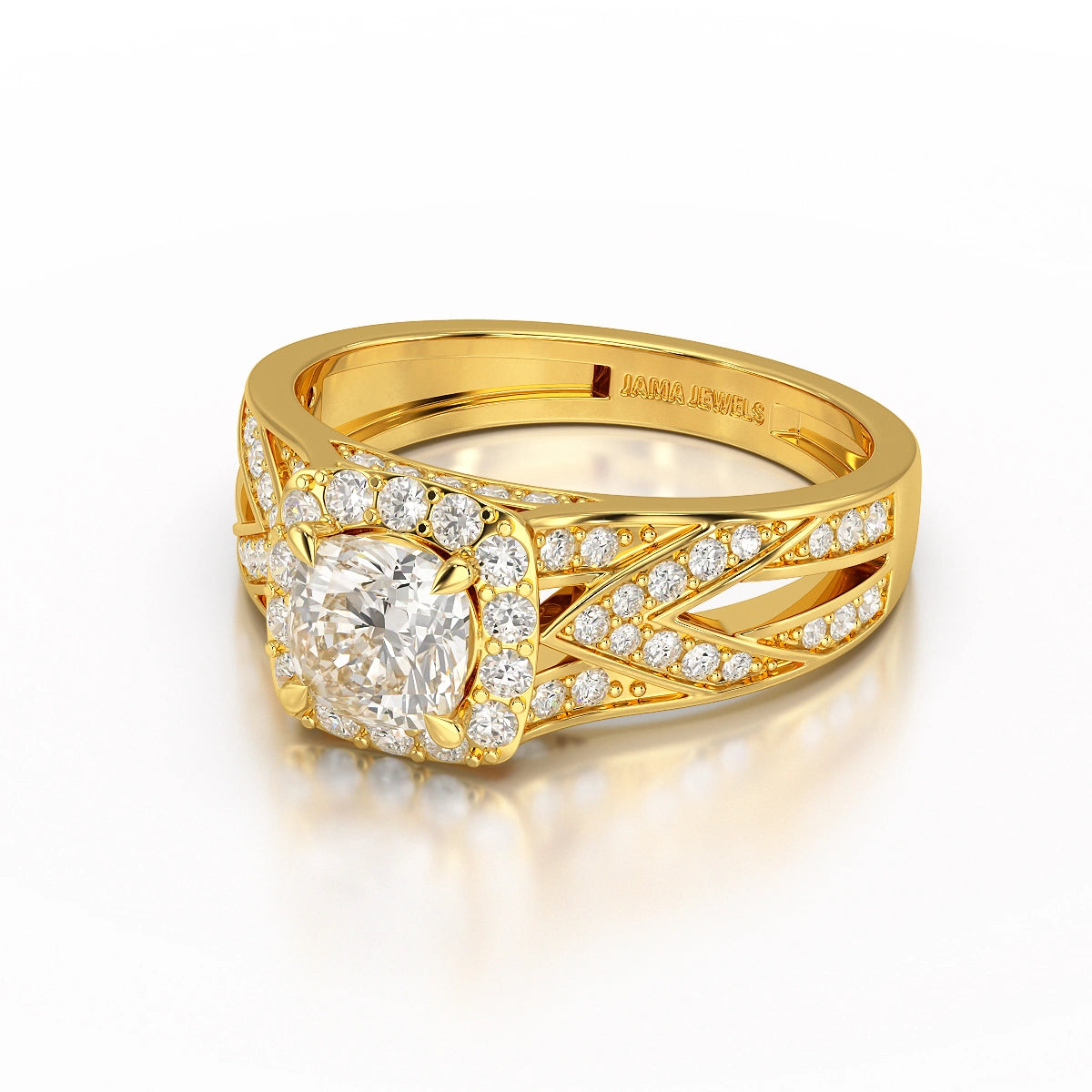 1.55 CT Cushion Cut Layered Halo Lab Diamond Ring