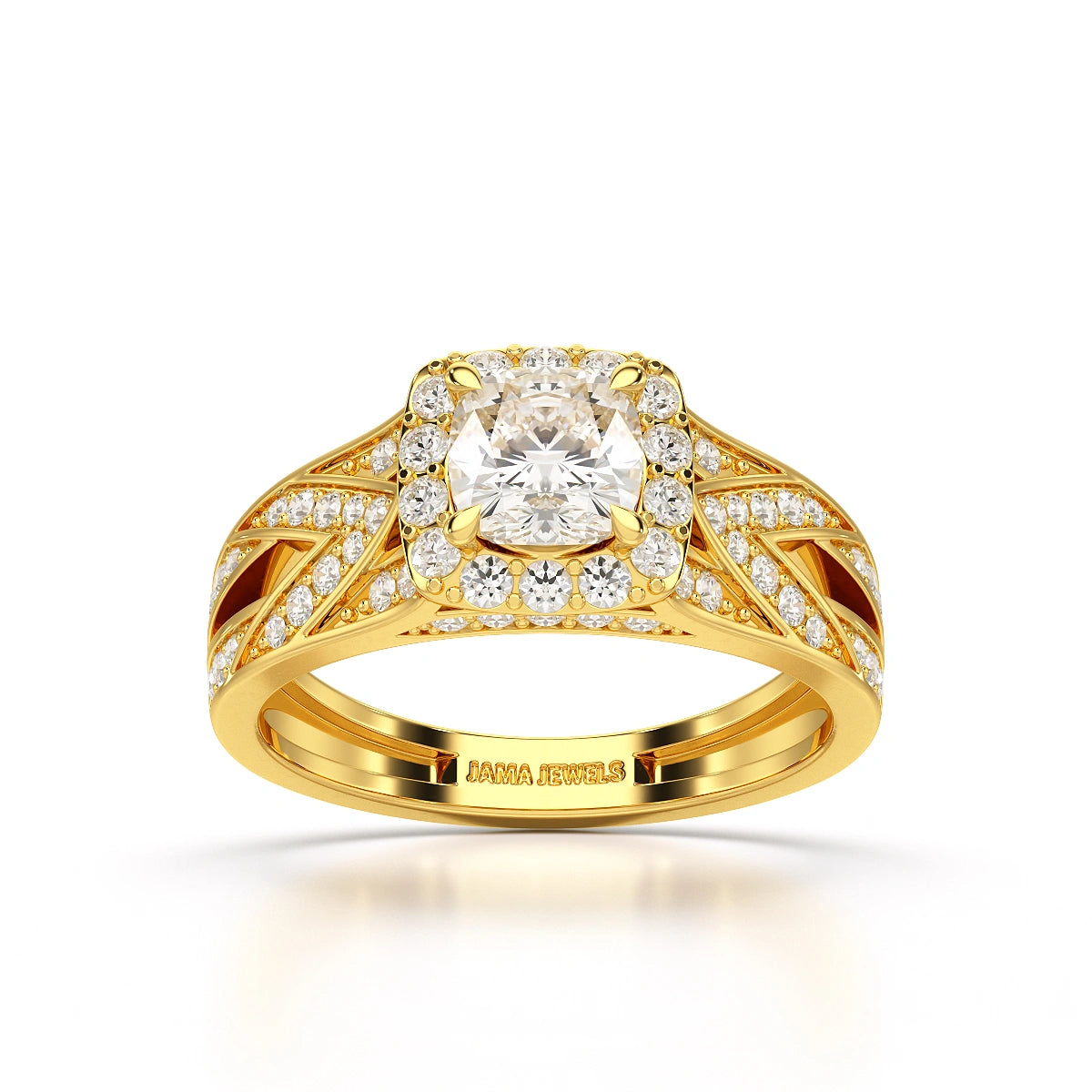 1.55 CT Cushion Cut Layered Halo Lab Diamond Ring