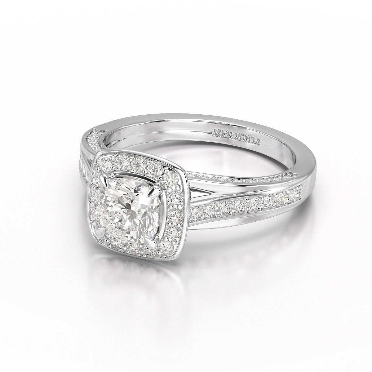 1.53 CT Cushion Cut Halo Lab Diamond Ring