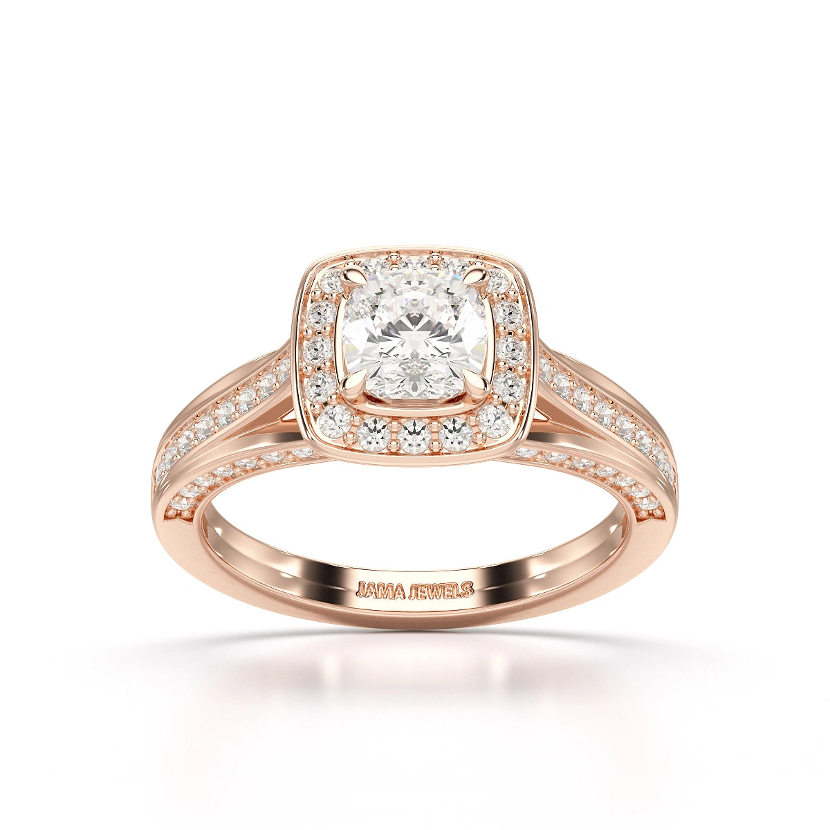 1.53 CT Cushion Cut Halo Lab Diamond Ring
