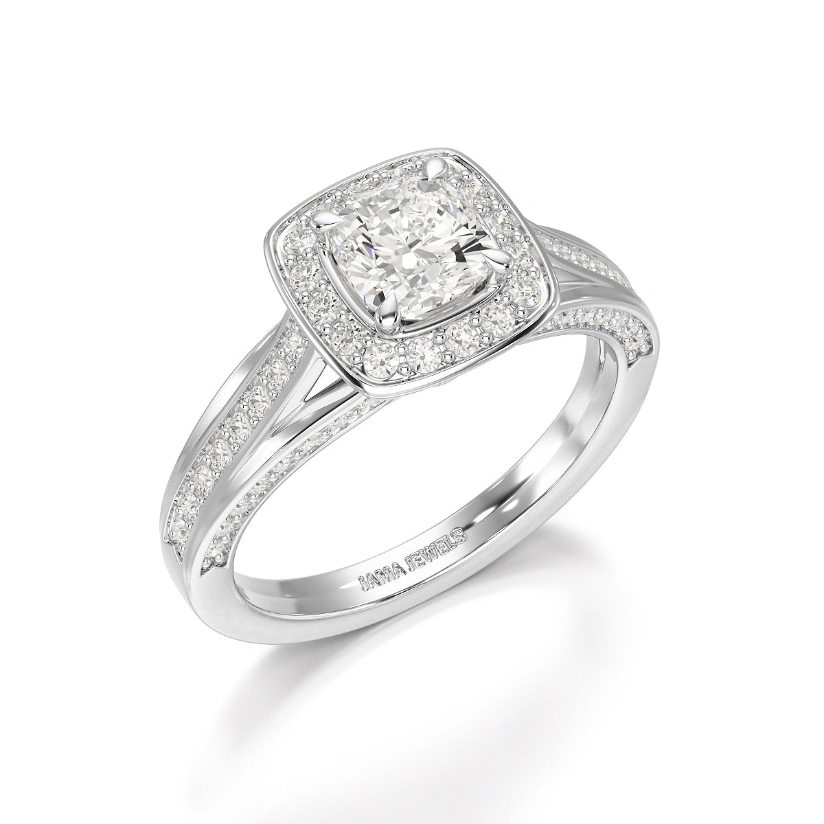 1.53 CT Cushion Cut Halo Lab Diamond Ring