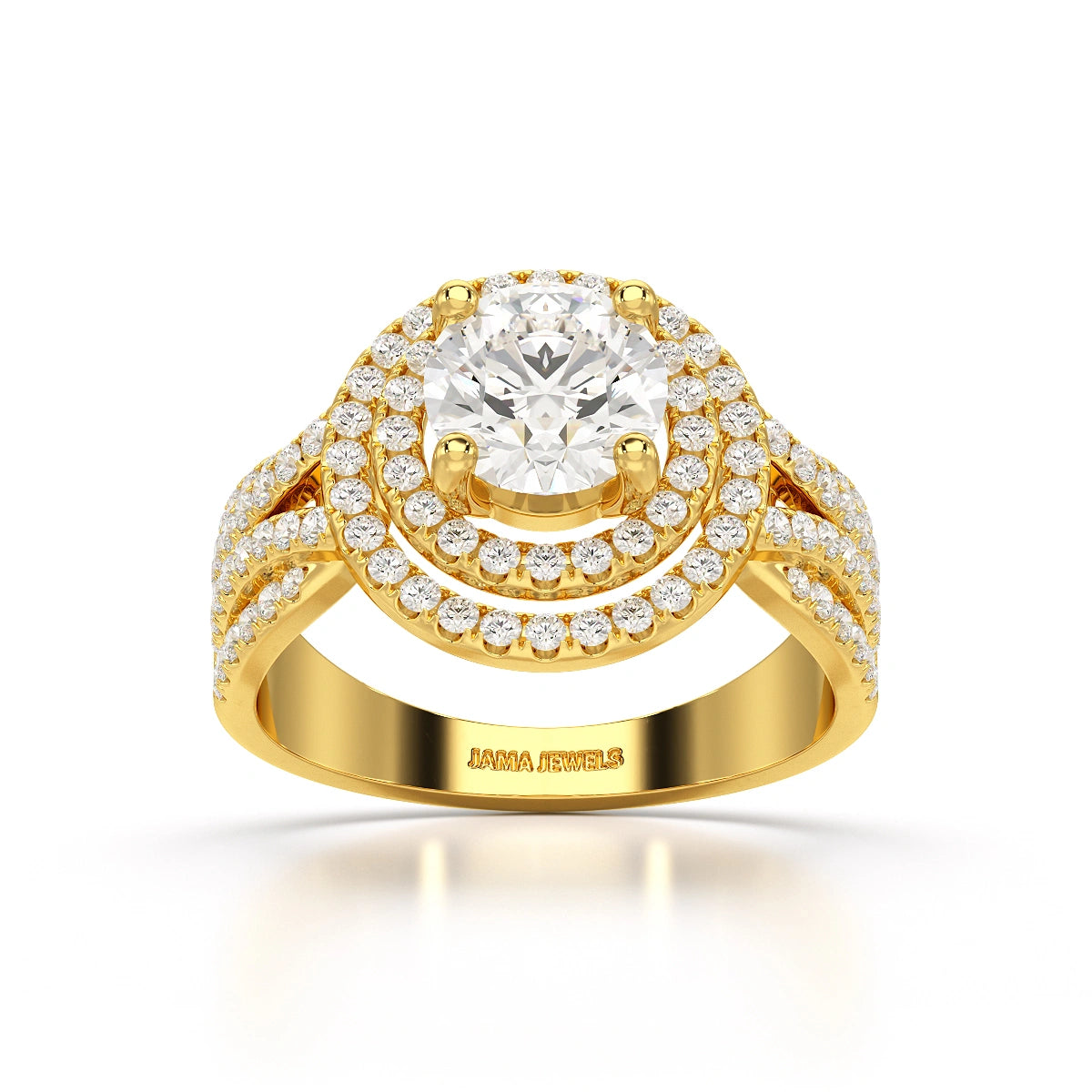 2.15 CT Round Cut Layered Halo Lab Diamond Ring