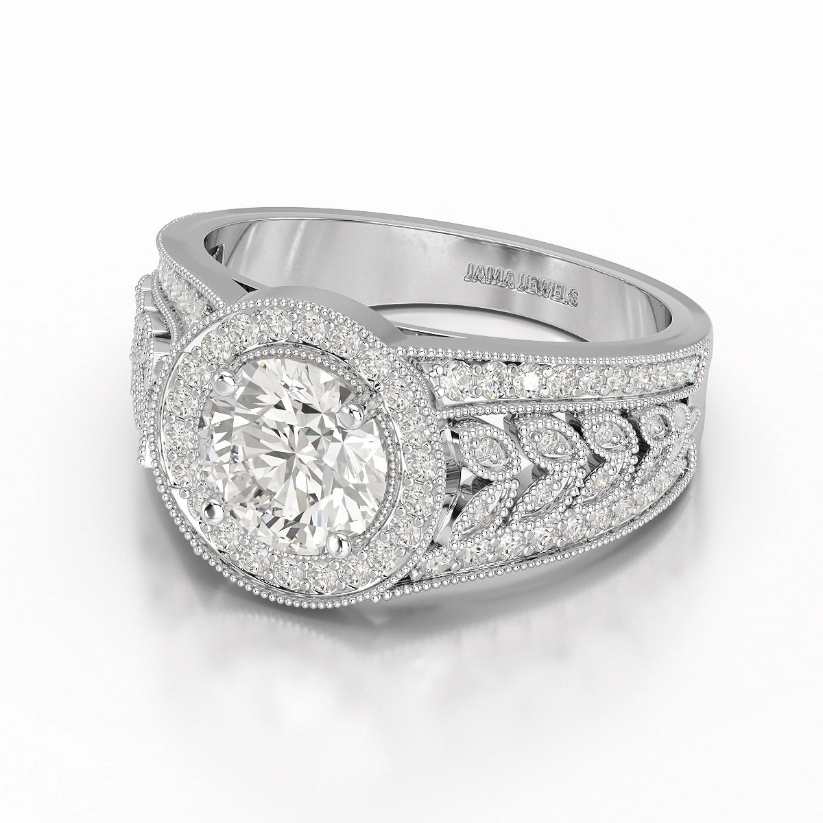 2.03 CT Round Cut Halo Lab Diamond Ring
