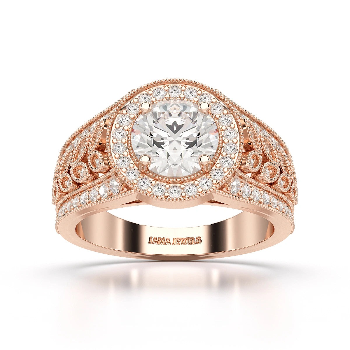 2.03 CT Round Cut Halo Lab Diamond Ring