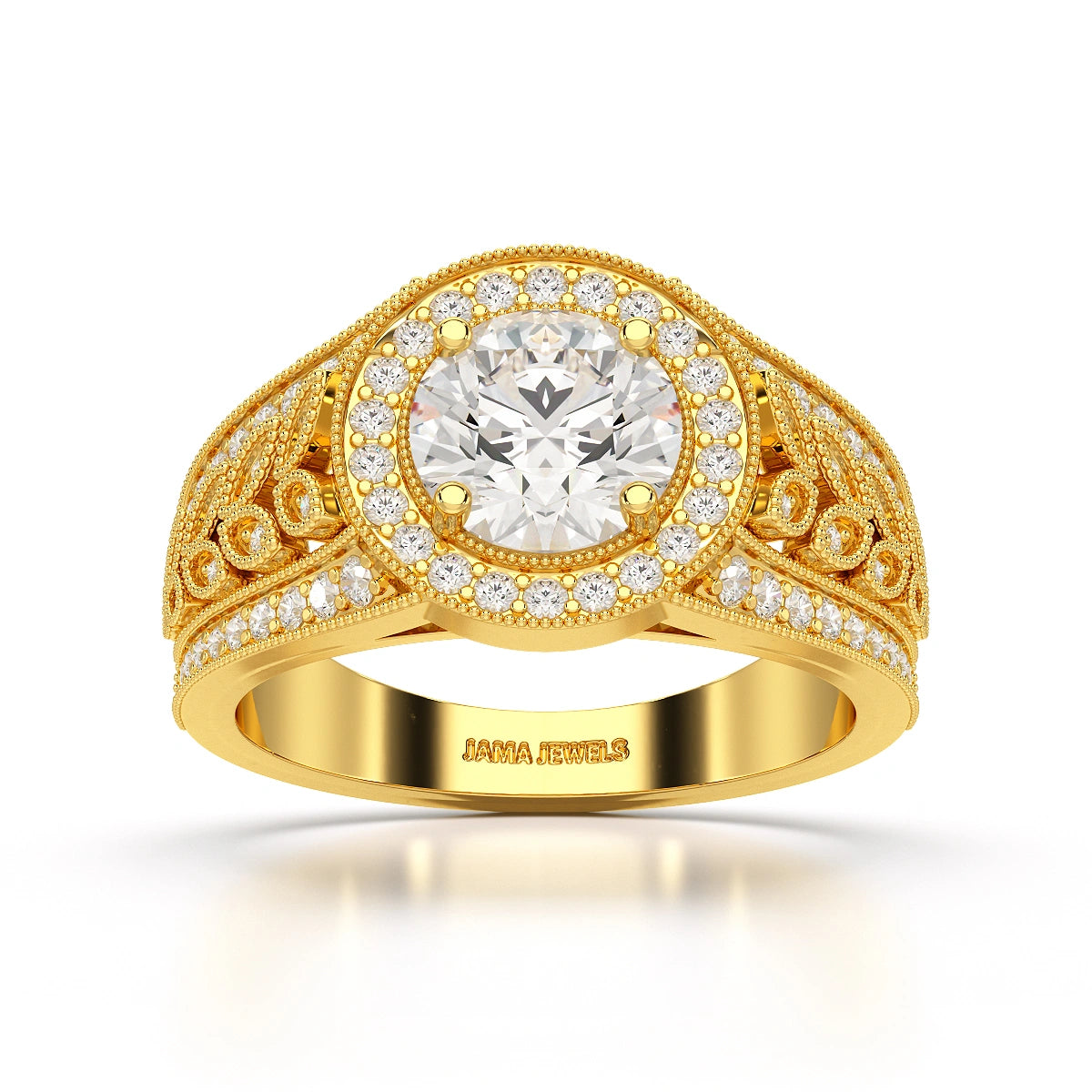 2.03 CT Round Cut Halo Lab Diamond Ring