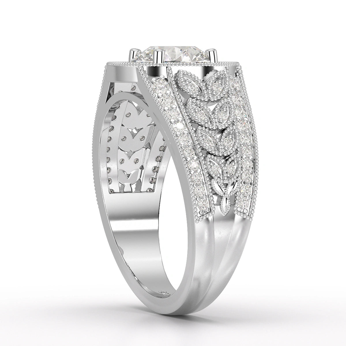 2.03 CT Round Cut Halo Lab Diamond Ring