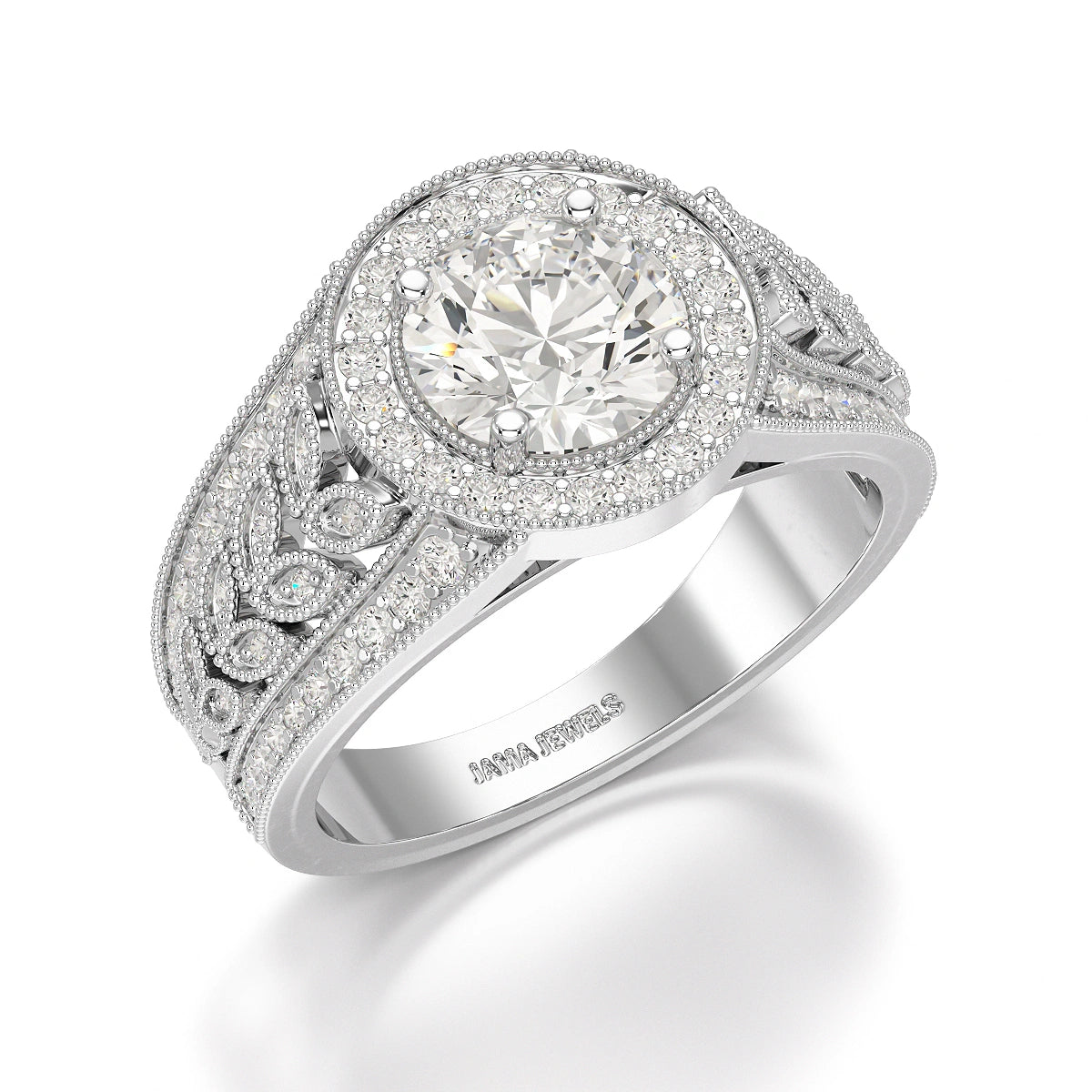 2.03 CT Round Cut Halo Lab Diamond Ring