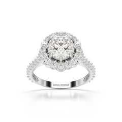 2.42 CT Round Cut Halo Lab Diamond Ring