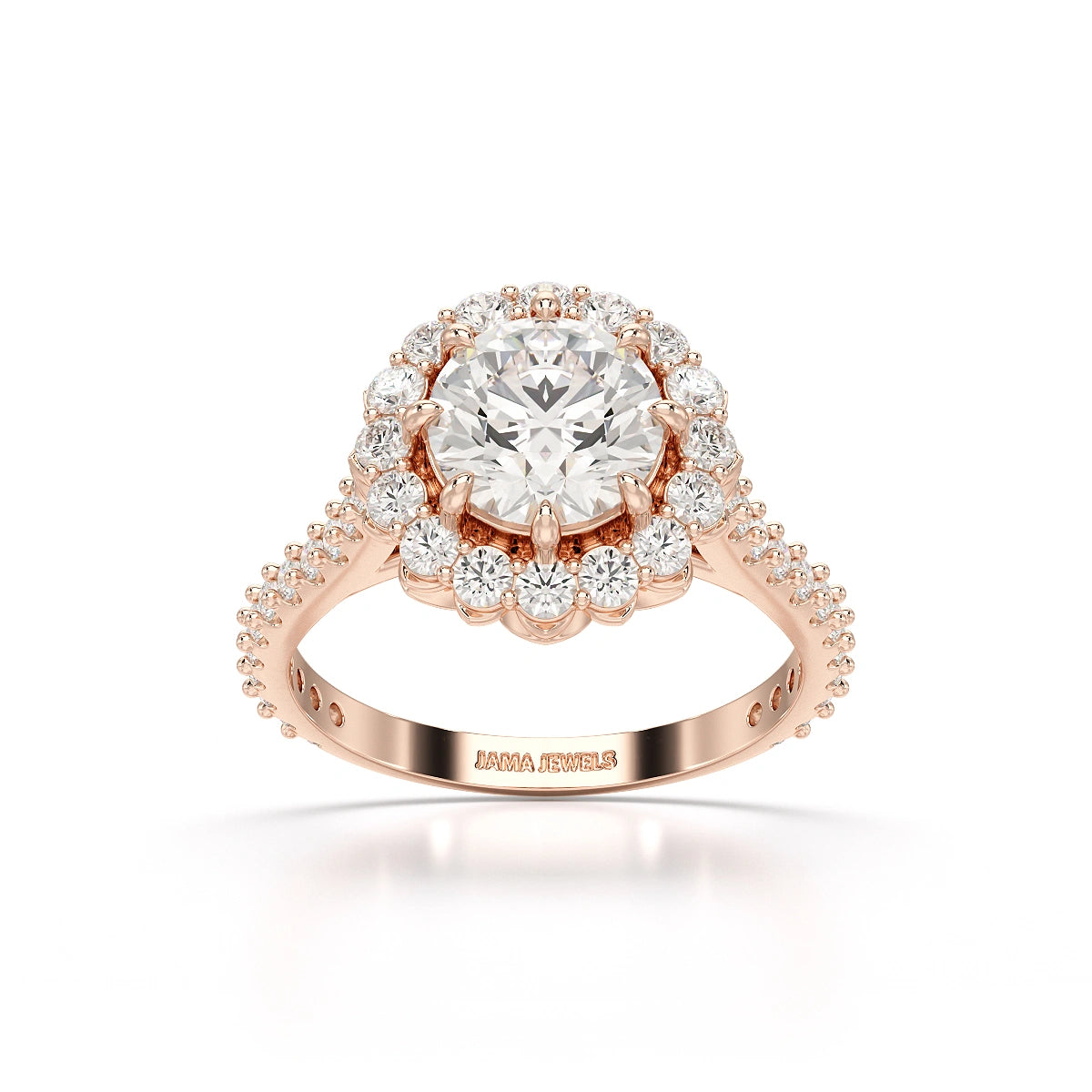 2.42 CT Round Cut Halo Lab Diamond Ring