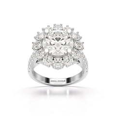 4 CT Round Cut Hidden Halo Lab Diamond Ring