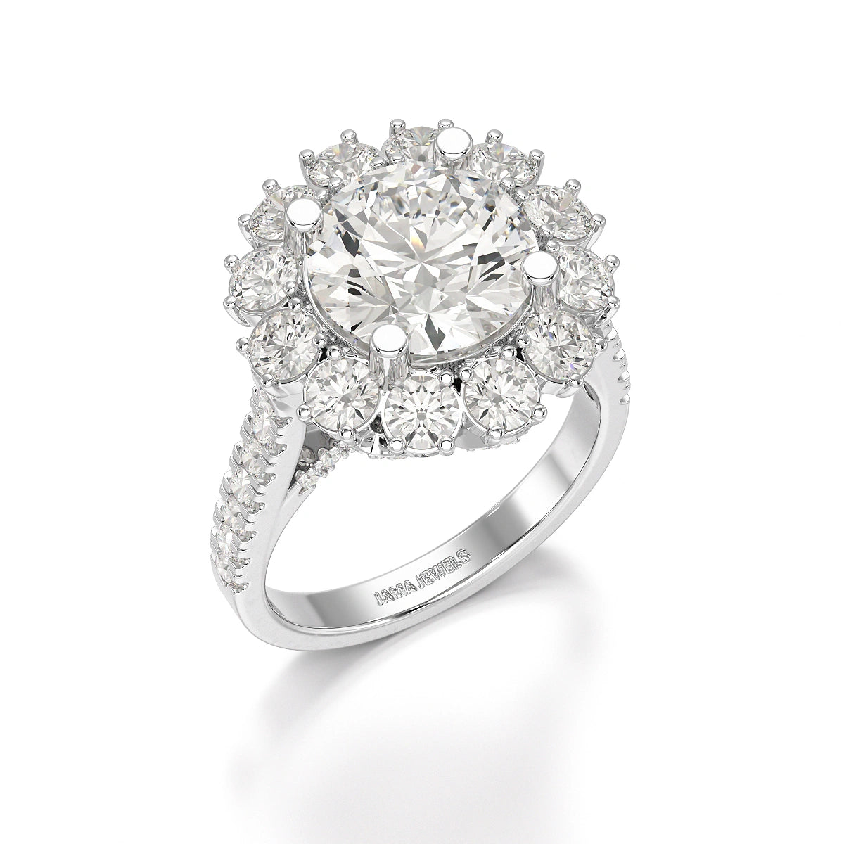 4 CT Round Cut Hidden Halo Lab Diamond Ring
