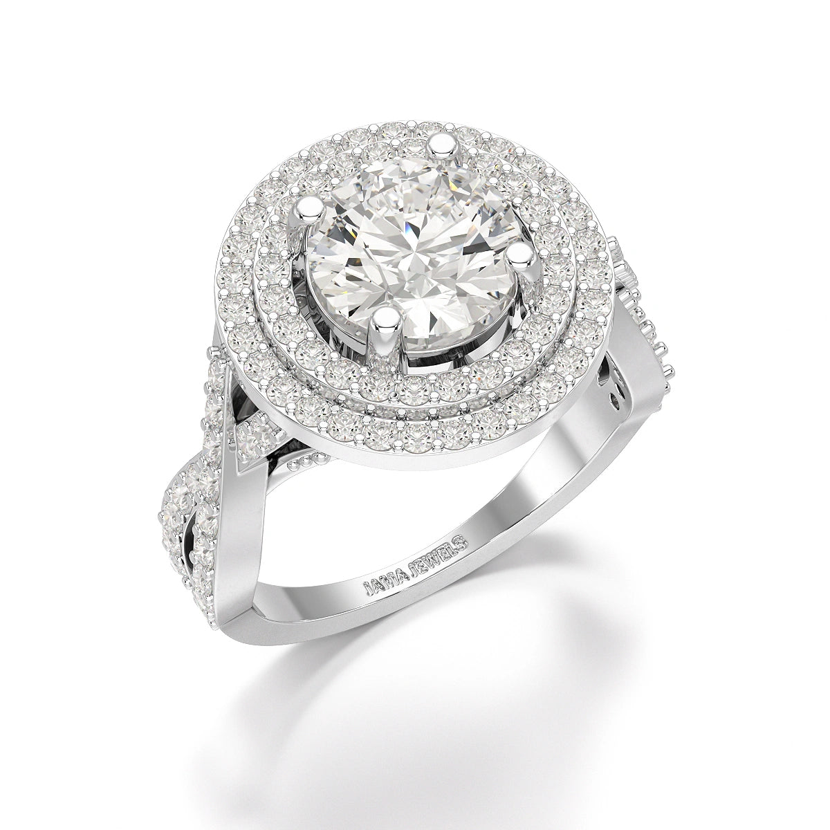 3 CT Round Cut Layered Halo Lab Diamond Ring