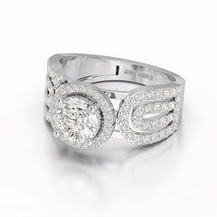1.72 CT Halo Round Cut Lab Diamond Ring