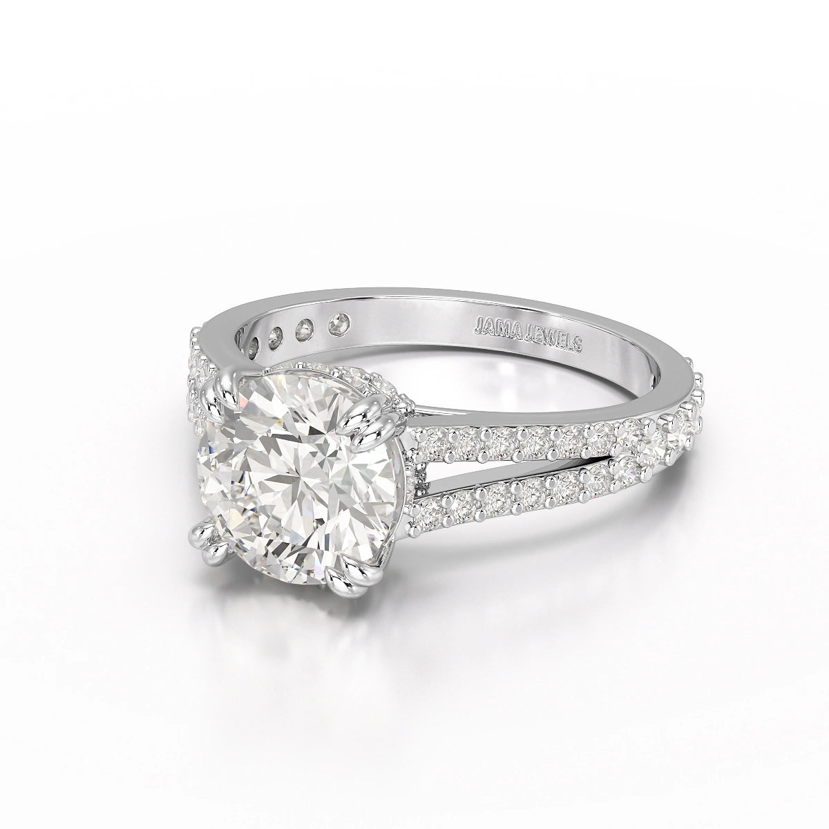 2.65 CT Round Cut Hidden Halo Lab Diamond Ring