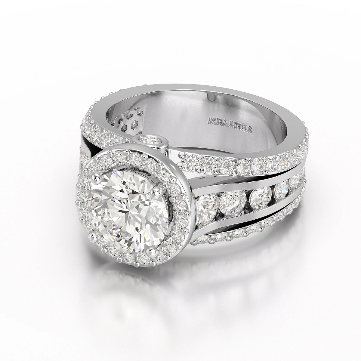 3.78 CT Round Cut Halo Lab Diamond Ring